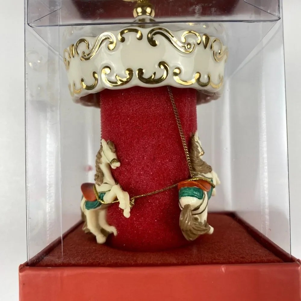NEW Lenox Carousel Boxed Christmas Ornament Porcelain Horses 2000 NOS SEALED